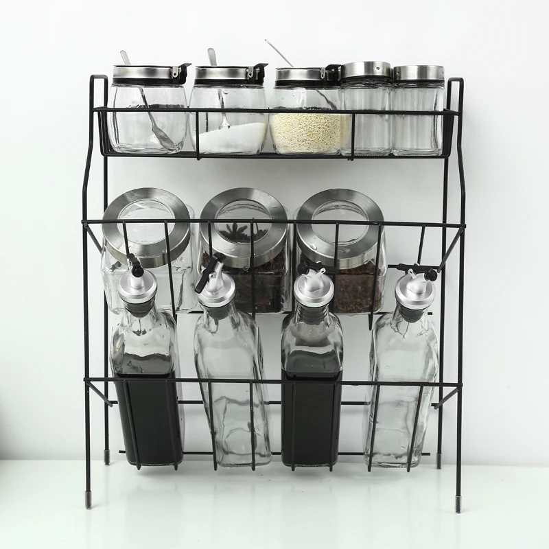 

Multi-layer Metal Storage Rack Kitchen Seasoning Jar Vinegar Bottle Storage Rack Soap Cosmetic Storage Rack Bathroom Accessories