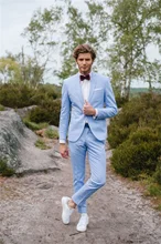 Casual moda luxuosa negócios ternos masculinos para ternos de casamento homem smoking fino ajuste pico lapela céu azul masculino ternos (jaqueta + calças) (4)