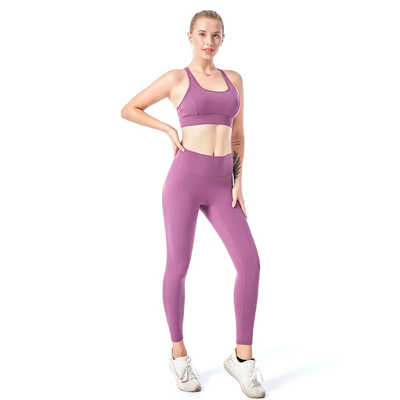 

2021 New Arrivel 2PCS Leggings Set Women Seamless Yoga Suit Beaty Workout Set Women Fitness Sport Wear Gym Clothing