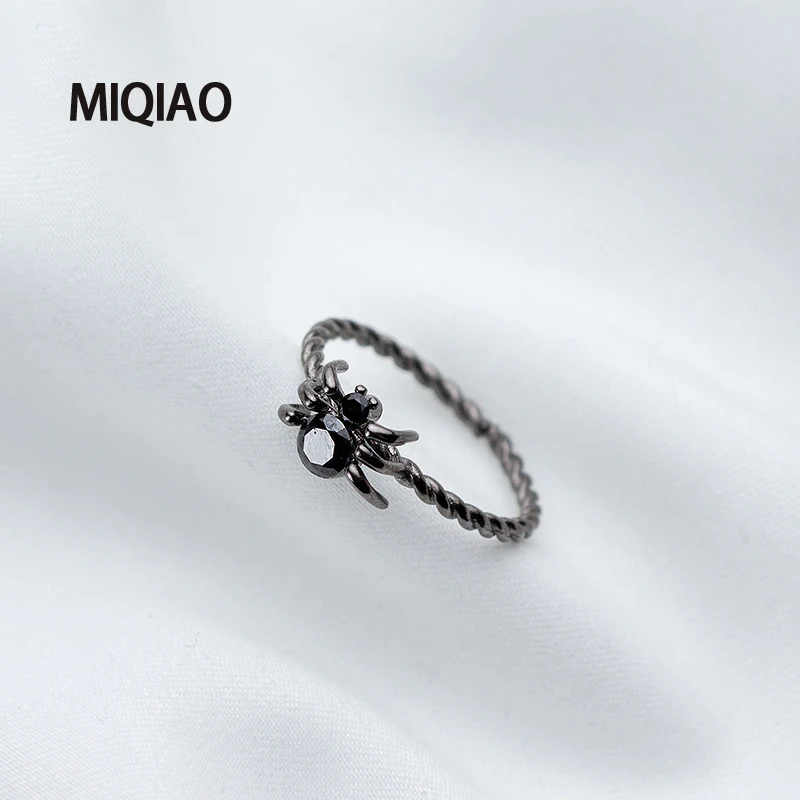 

MIQIAO, женские кольца из стерлингового серебра 925 пробы с изображением паука, регулируемые, необычные, крутые, особенные, подарок на Хэллоуин