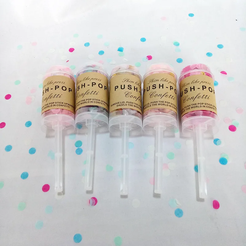 1 разноцветный Набор Push Pop конфетти Push Poppers украшение для свадебной вечеринки 1 см бумажные конфетти металлик С Днем Рождения Декор