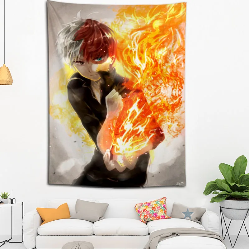 

Custom Anime Boku No Hero Academia Todoroki Printed Tapestry Background Decorative Tapestry Various Sizes Wall Hanging Decor
