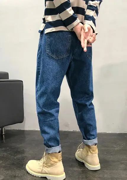 Men's Retro Jeans Street Fashion Casual Denim Trousers Small Feet Loose Jeans Baggy Jeans