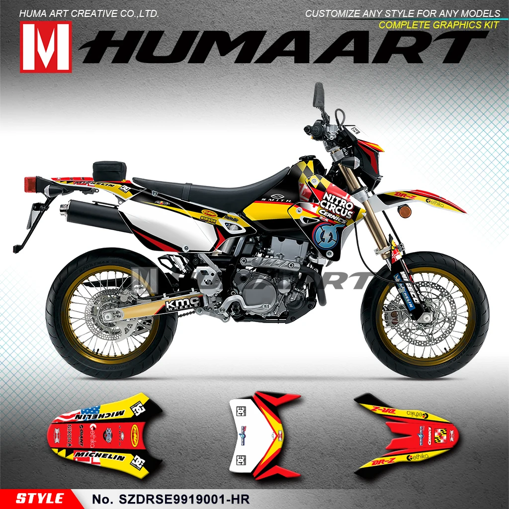 

HUMAART MX Graphics Custom Stickers Vinyl Decals Kit for DRZ400SM DRZ400E DRZ 400 SM Enduro DRZ400 SM E KLX 400 R