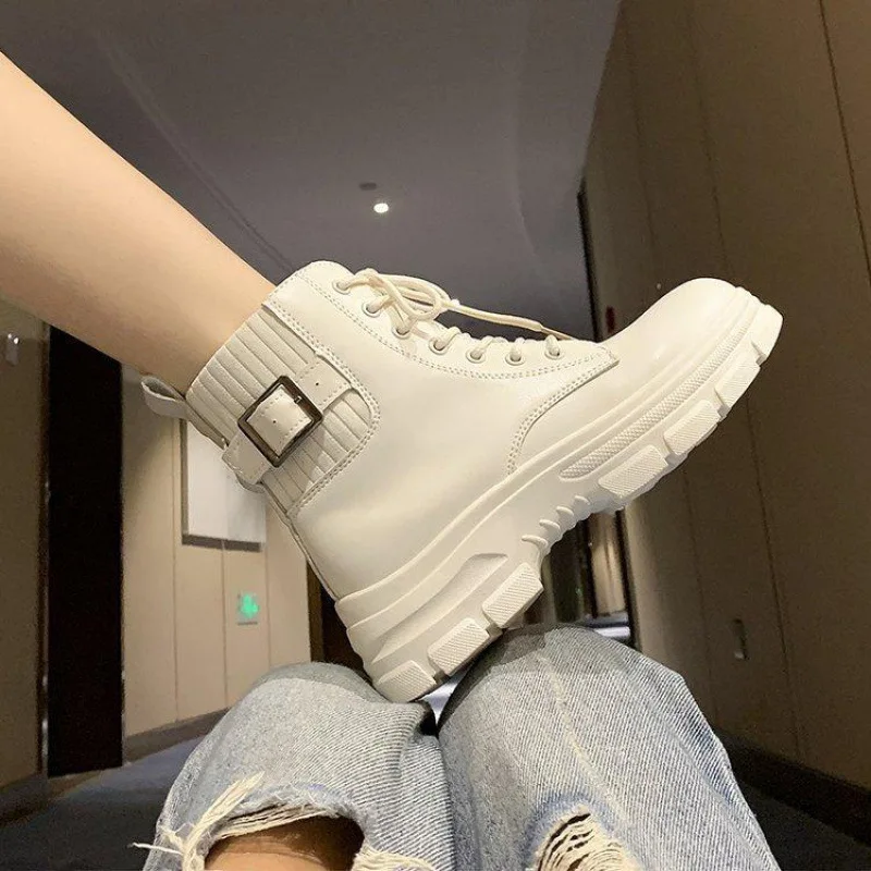 

White Boots Women's Ankle Boots Pu Leather Stitching Knitting Wool Booties Woman Autumn Winter 2022 Fashion Stretch Boot Botines