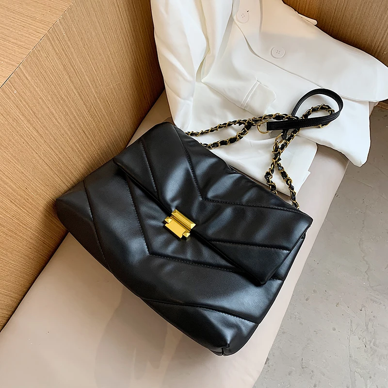 

Vintage Chain Women Crossbody Bag Designer Lingge Shoulder Bags Luxury Pu Leather Messenger Bag Casual Large Capacity Tote Purse