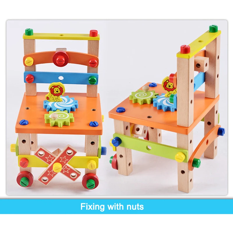 

Build Your Chair Montessori Toys Luban Chair Disassembly Toy Set Puzzle Blocks For Kids BV789