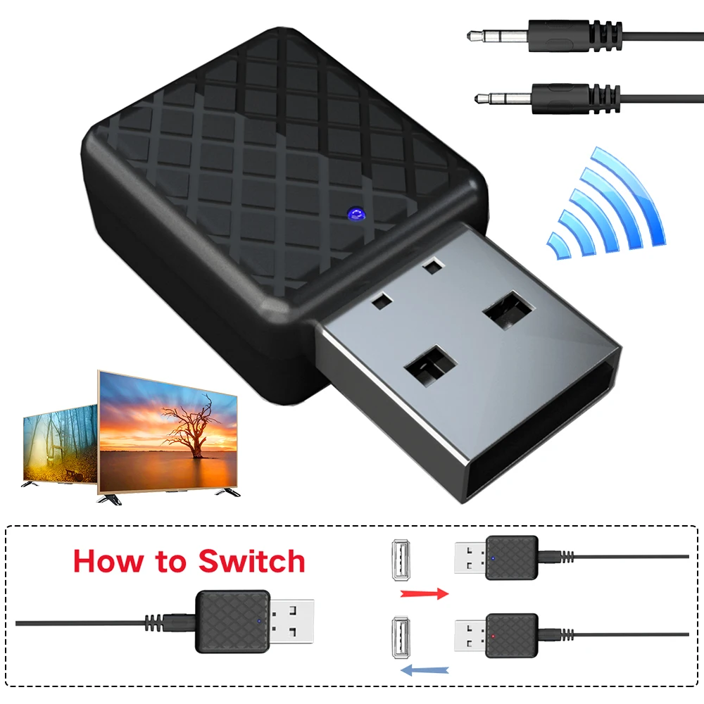 Портативный Bluetooth 5 0 передатчик приемник 3 мм AUX USB мини 2 в 1 беспроводной стерео