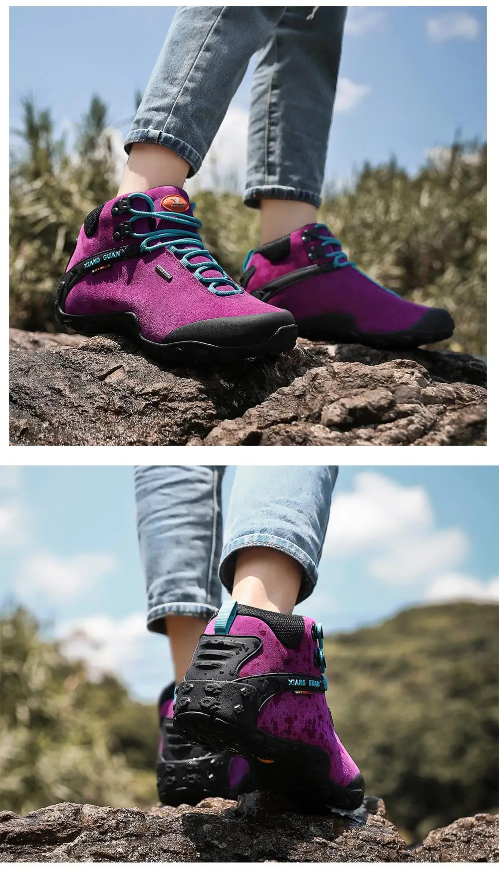 XIANG GUAN Men Hiking Shoes Male Waterproof Trekking Boots Outdoor Jogging Sneakers Tactical Trainers Climbing Mountain Shoes