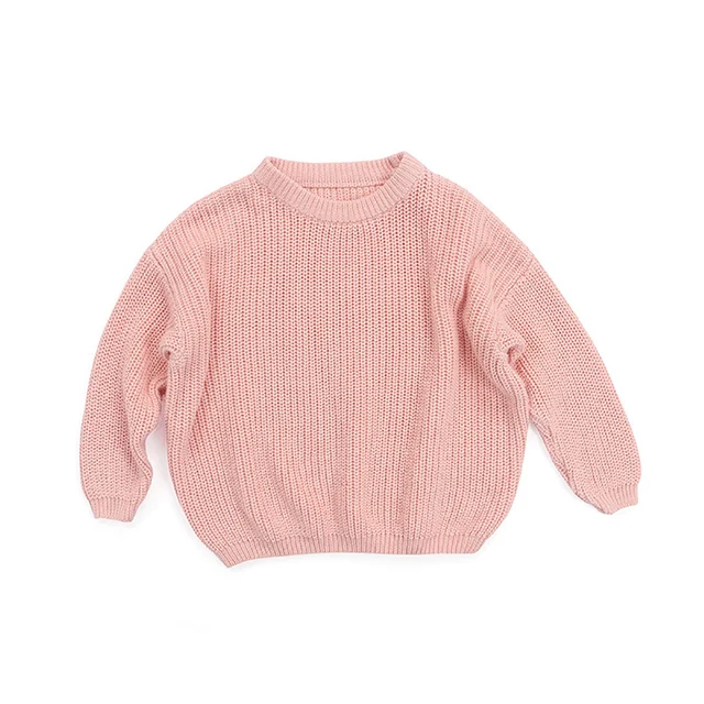 

Kids Girl Boy Knit Sweaters Autumn Winter Solid Color Loose Jumpers Children Sweater Round Collar Long Sleeve Pullover