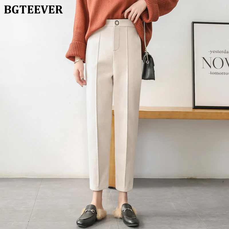 BGTEEVER повседневные теплые брюки карандаш для женщин офиса девушек шерстяной