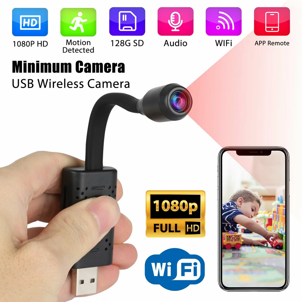 

New HD 1080P Smart Mini WiFi USB Camera Portable Real-time Security Camcorder R-CUT Night Vision Motion Detection Mini Camera