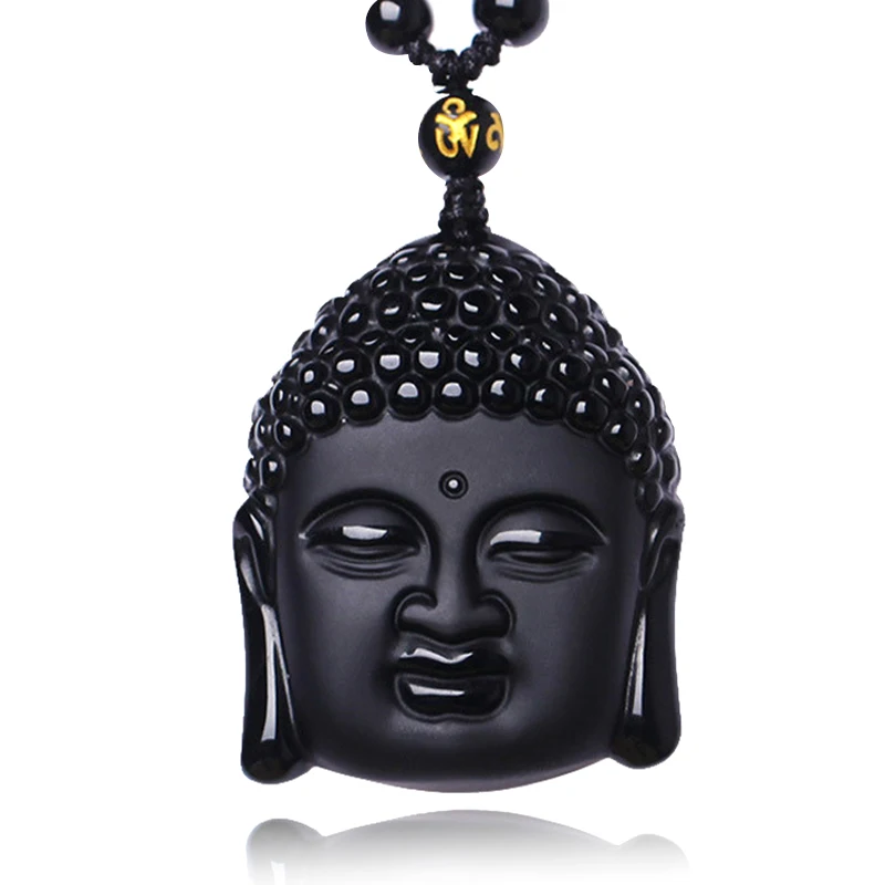 

Unique Natural Black Obsidian Carved Buddha Blessing Necklace for Men Women Lucky Amulet Buddha Pendant Necklace Luck Craft Gift