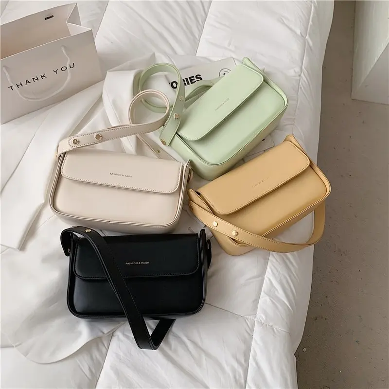 

New Solid Color Split Leather Crossbody Bags Wide Straps Women Shoulder Bag Small Luxury Lady Messenger Bag Purse
