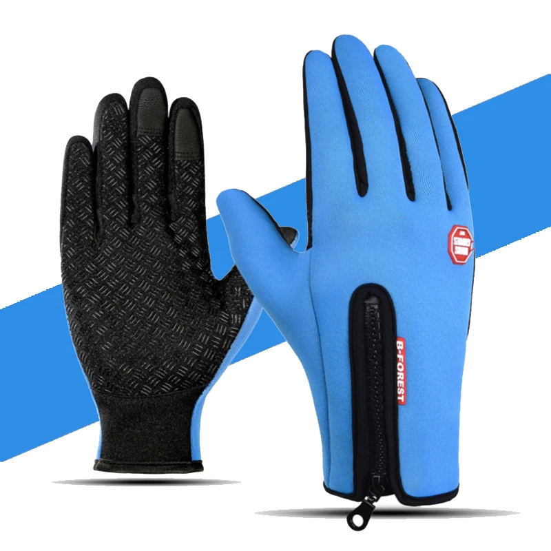 Blue gloves Зимние лыжные перчатки для мужчин и женщин, ветрозащитные, теплые, с сенсорным экраном, дизайн для спорта на открытом воздухе, для катания на лыжах, сноубординга, снежные перчатки - Цвет: Blue gloves