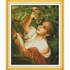 Радость воскресенье Девушка сбор виноград DIY, персонаж Набор для вышивания крестиком 14CT11CT рассчитывать из плотной ткани с принтом Набор для вышивания рукоделие
