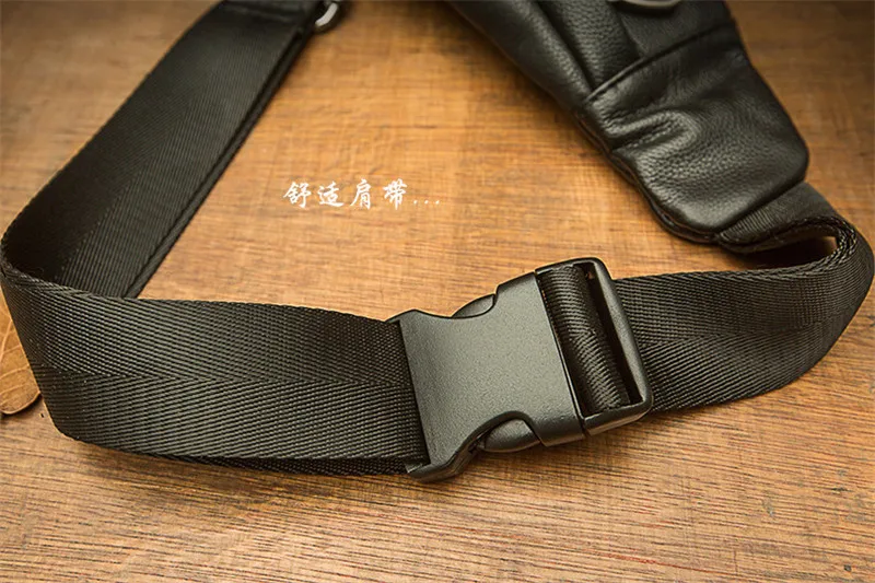 Casual natural genuine leather stitching design men's small chest bag outdoor daily waist pack fashion shoulder messenger bag