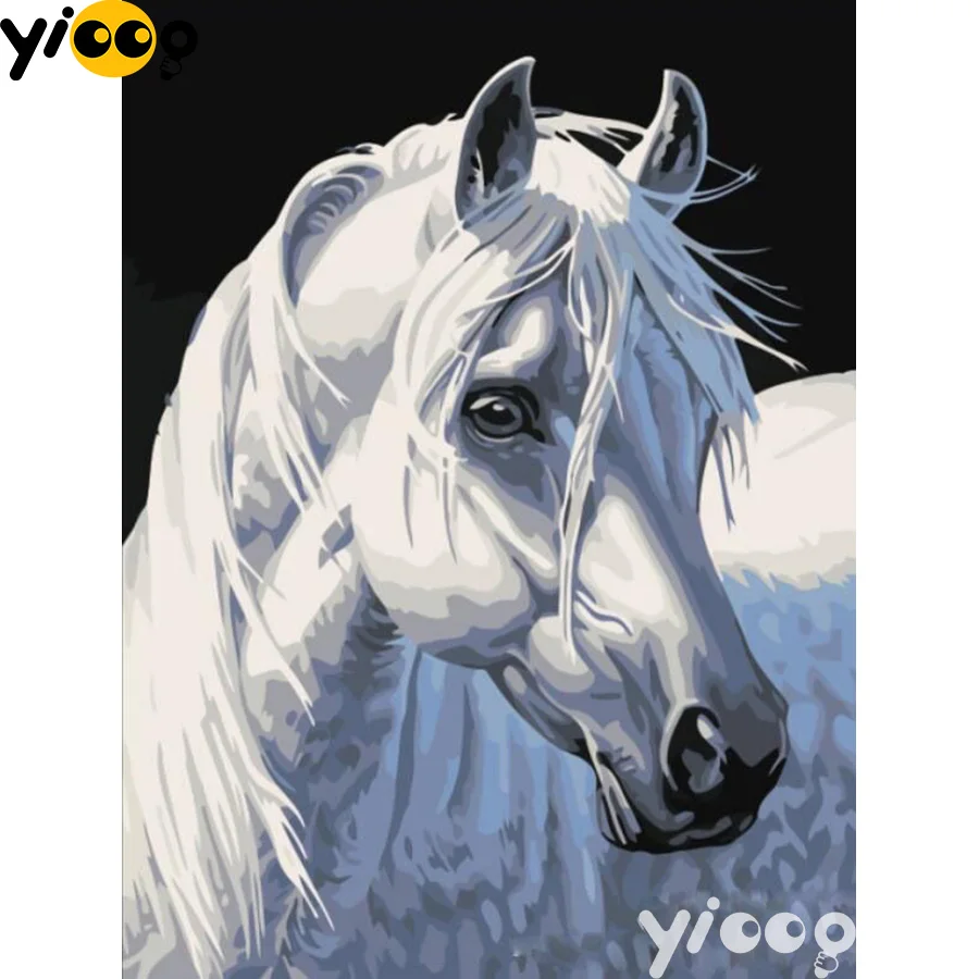 Алмазная картина с квадратными стразами 5D сделай сам вышивка изображением белой