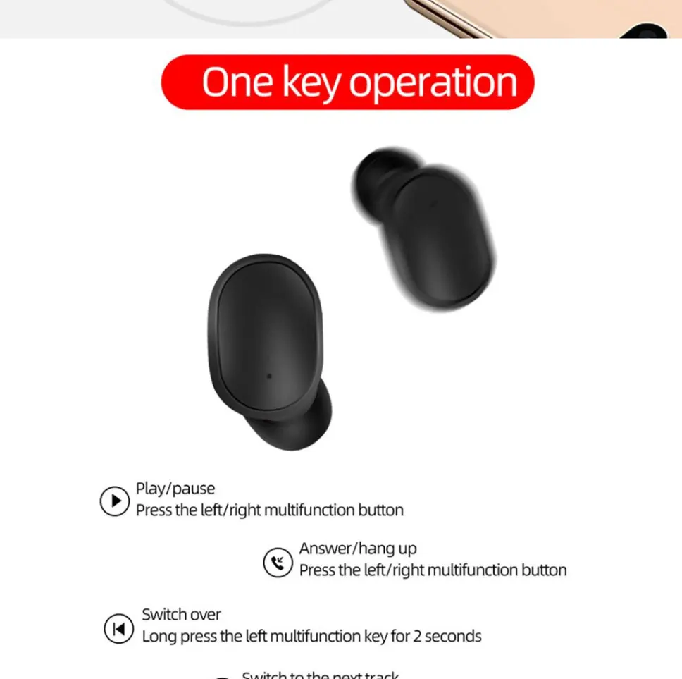 Jinreach A6S Bluetooth наушники V5.0 Беспроводные наушники стерео бас гарнитура с шумоподавителем с микрофоном