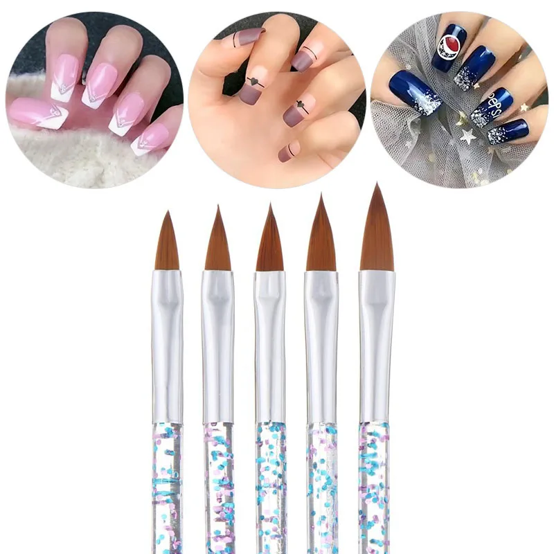

5pcs / lot Nail Art Liner Painting Brush Crystal Acrylic UV Gel Brush Stripe Flower Painting Carving Drawing Pen Manicure Tools
