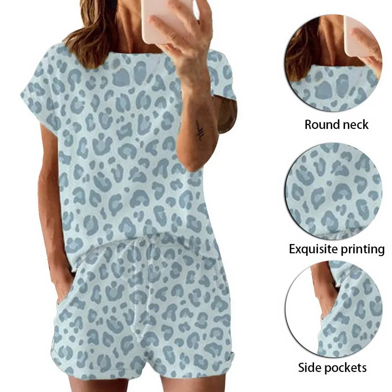 

Jodimitty Women Pajama Suits Women's Casual Shorts Short Sleeve Ruffled T-Shirt Sleepwear Nightwear Set Woman Clothes Pajama Set