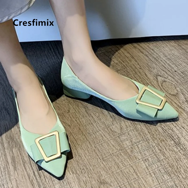 Cresfimix/женский модный милый светильник Зеленый цвет Высокий каблук для офиса