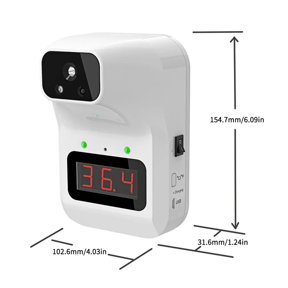 

Non-Contact Infrared Thermometer Digital Forehead Hanging Wall-Mounted Automatic Alarm Laser Electronic Body Temperature Meter