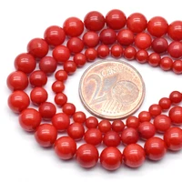 a quality natural stone red coral beads 468mm round shape spacer beads for jewelry making diy bracelet necklace