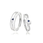 Набор из серебра 925 пробы, простое обручальное кольцо для пары, ювелирные изделия на День святого Валентина