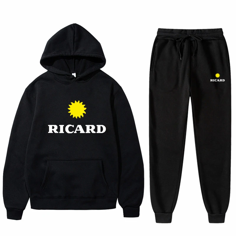 

RICARD-мужской повседневный костюм из 2 предметов, толстовка и брюки, спортивная одежда, спортивная одежда для бега, Осень-зима 2021