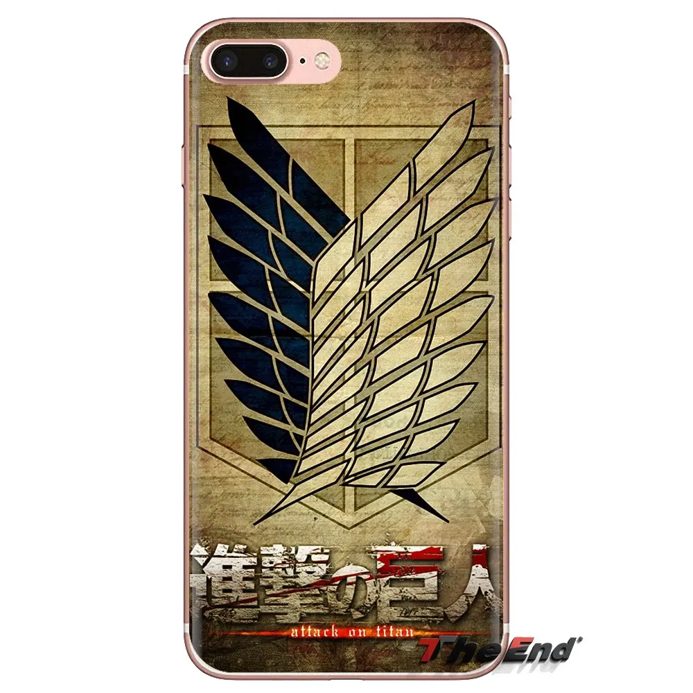 For iPhone XS Max XR X 4 4S 5 5S 5C SE 6 6S 7 8 Plus Samsung Galaxy J1 J3 J5 J7 A3 A5 Attack On Titan logo japan anime TPU Cases |