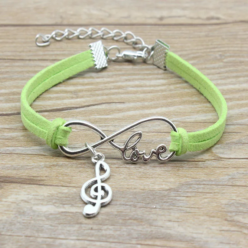 Infinity Love Musical Note Charm Bracelet Suede Leather Adjustable Bracelets Women Girl Minimalist Best Friends Gifts Jewelry | Украшения и