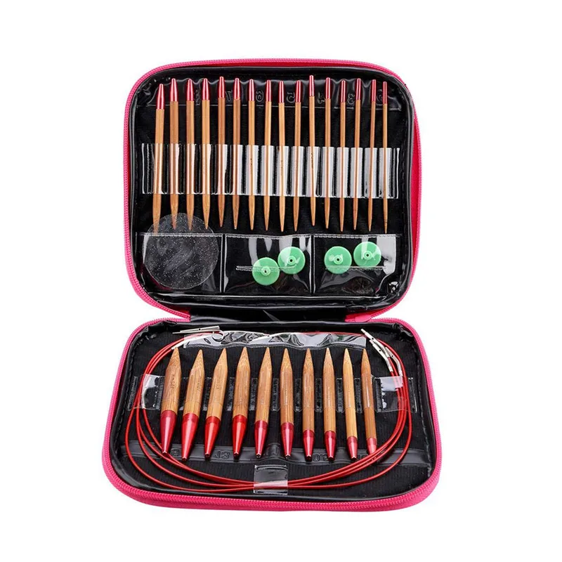 26 шт. круговые спицы Набор Колец Сменные угольные бамбуковые иглы для Knititng с