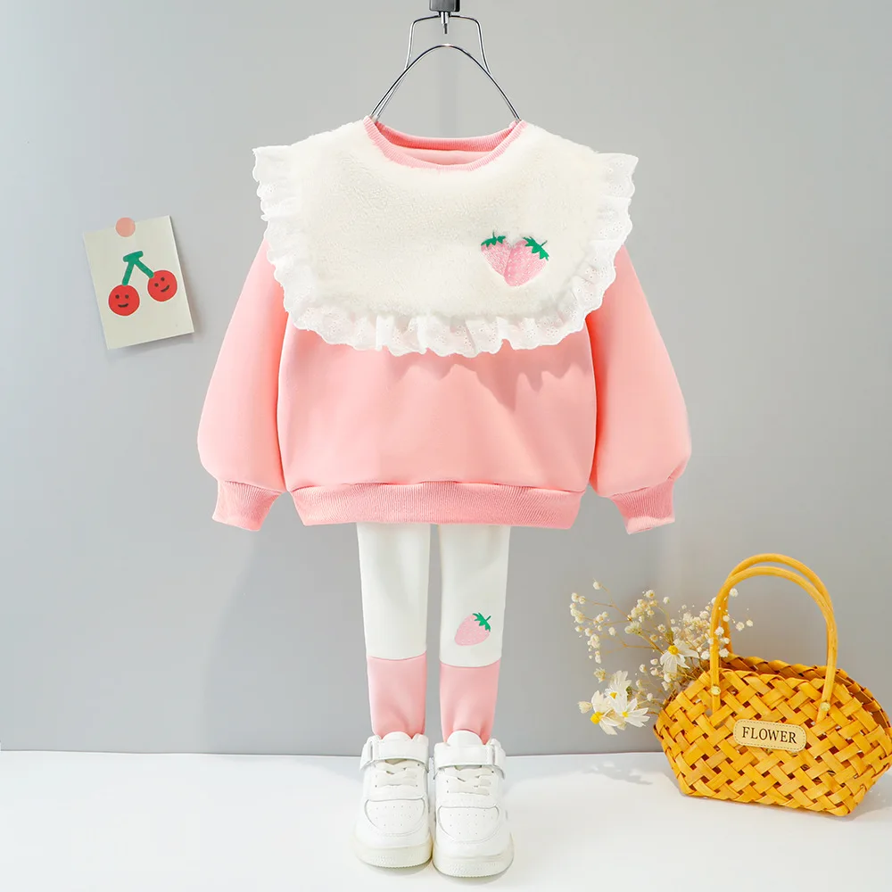 

Winter Baby Girl Clothes Infant Suit Cute Velvet Hoodie+Leggings Pants Two Piece Toddler Girls Outfit Fleece Thicken Newborn Set