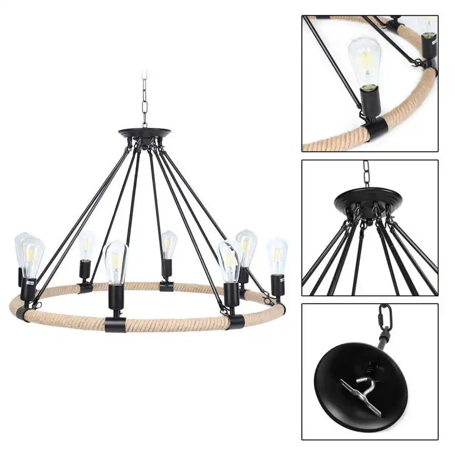 Винтажный 8 головок Железный светодиодный светильник люстра кафе бар Домашний