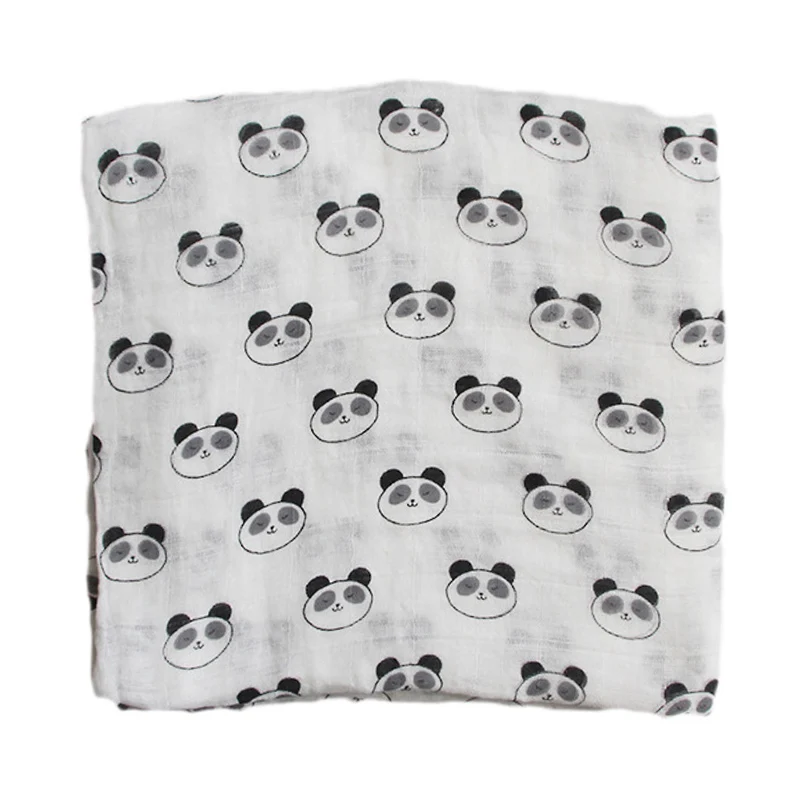 Panda Муслиновое одеяло, хлопок, детские пеленки, 120*120 см, мягкое одеяло для новорожденных, s, для ванны, марля, для младенцев, Детская накидка, спальный мешок, чехол для коляски - Цвет: Panda