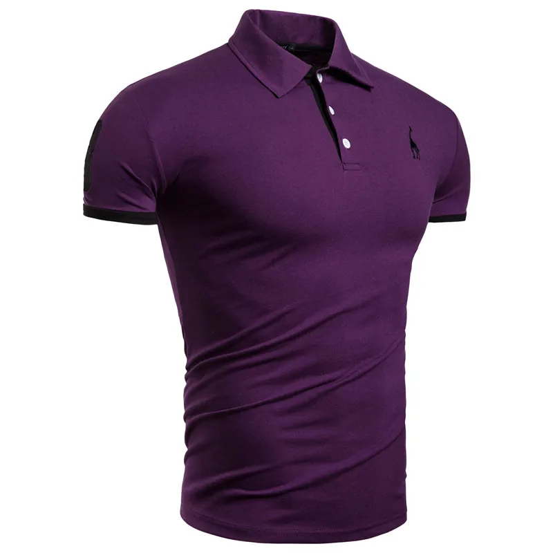 purple Прямая поставка, 17 цветов, брендовые качественные хлопковые футболки, мужские однотонные облегающие лоскутные Футболки с вышивкой, мужские футболки, американские S-3XL - Цвет: purple