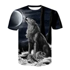 Новые летние 3D принтом дикого волка, футболка с изображением животного для мужчин и женщин с О-образным вырезом, черная футболка на каждый день; Легкие и дышащие; Пуловер для маленьких мальчиков