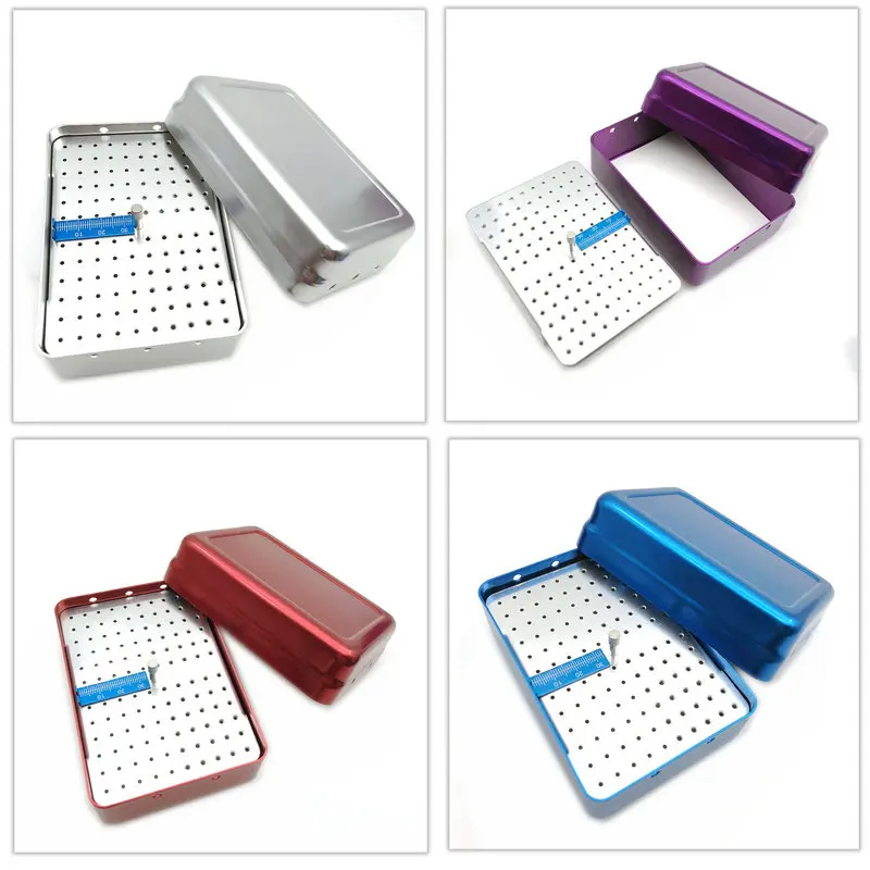 

120 Holes Dental Endo File Bur Holder Block Autoclave Sterilizer Case Disinfection Box with Ruler