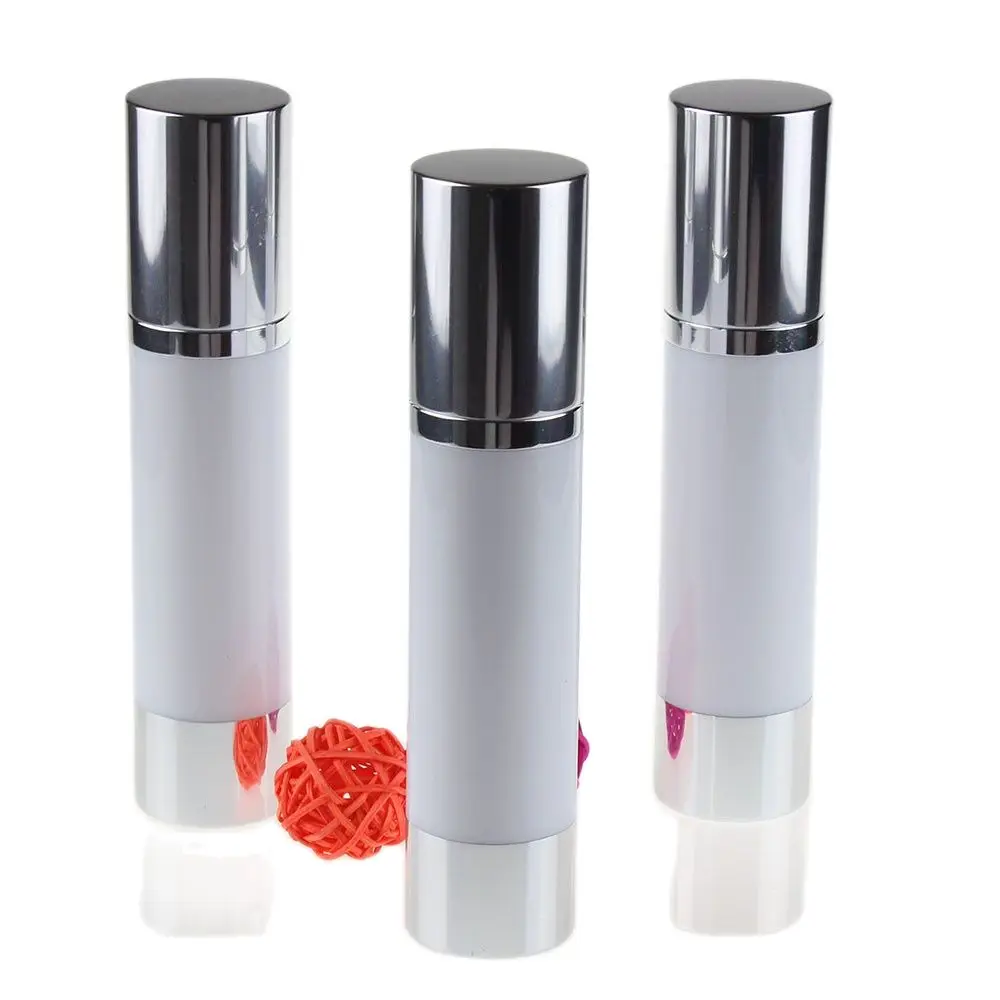 Новое поступление! 50 мл белая безвоздушная бутылка блестящий серебряный