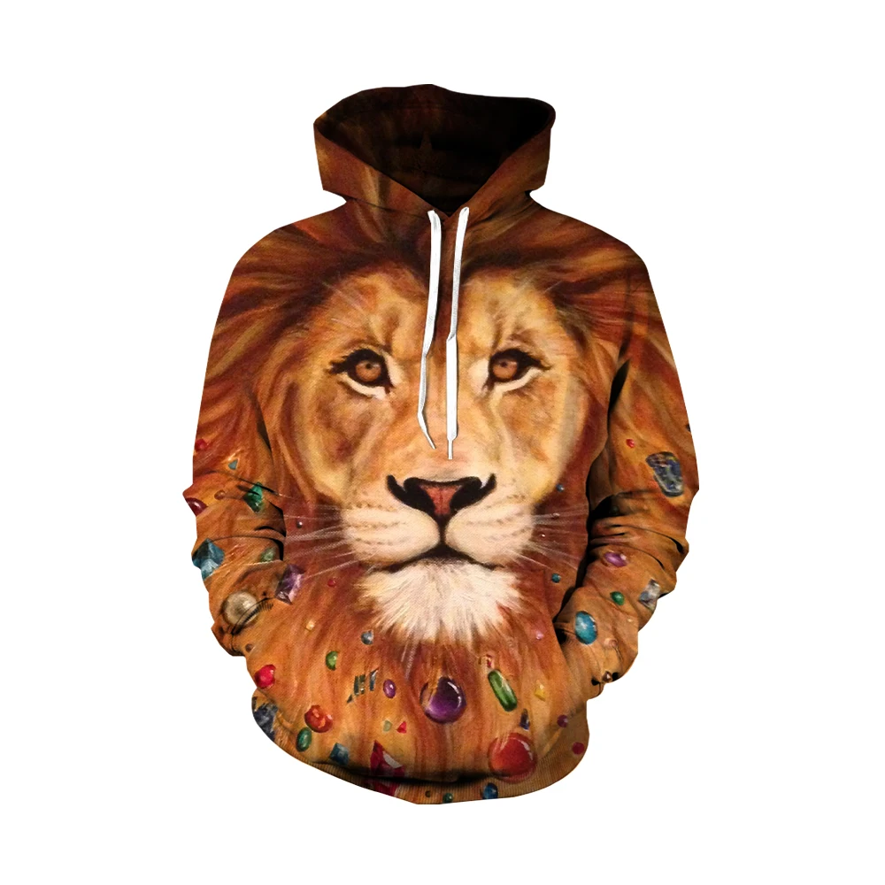 

Новинка 2021 толстовки с капюшоном с изображением львиного лица толстовка с капюшоном с изображением Аниме животных модная Толстовка с длинн...