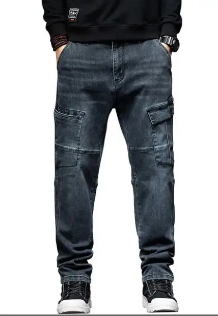 Men's Jeans Mens Loose Baggy Jeans Denim Pants Men Cargo Trousers Mens Bottoms Multi-pocket Jeans Oversize Size 28-44