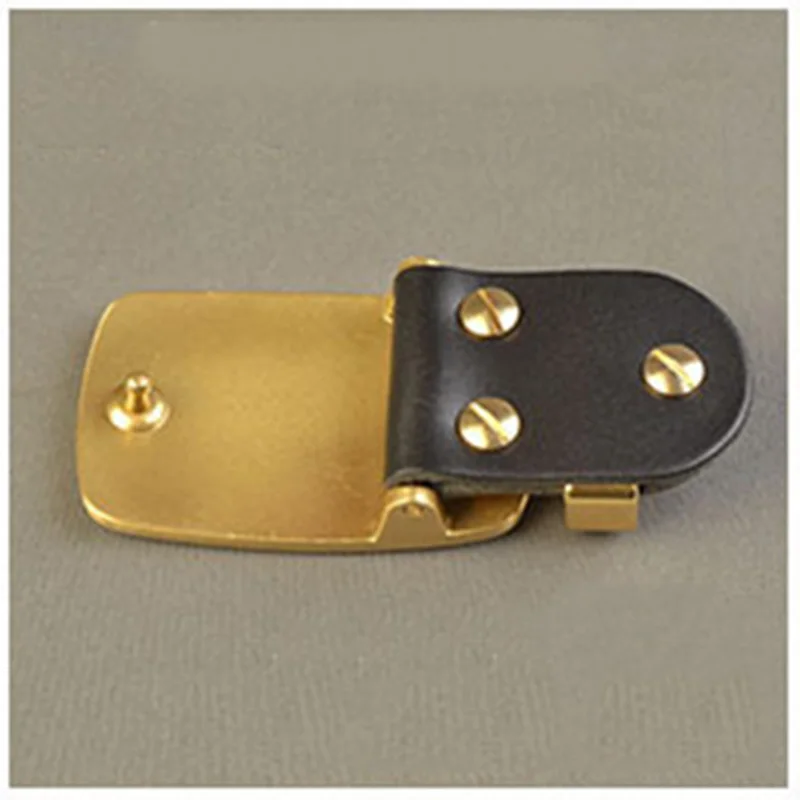 

Deepeel 1pc 40mm Pure Brass Plate Buckle Smooth Slide Belts Buckles Leather Connection DIY Belt Head Clip Calsp YK402