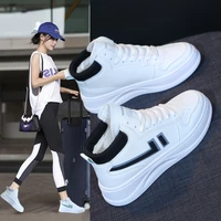 women high top sneakers 2021 spring fashion leather trainers womens chunky vulcanized shoes tenis female white casual footwear