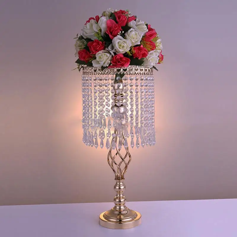 

Crystal Wedding Decoration Centerpieces Wedding Flower Ball Holder Table Centerpiece Vase Stand Crystal Candlestick Gold Color