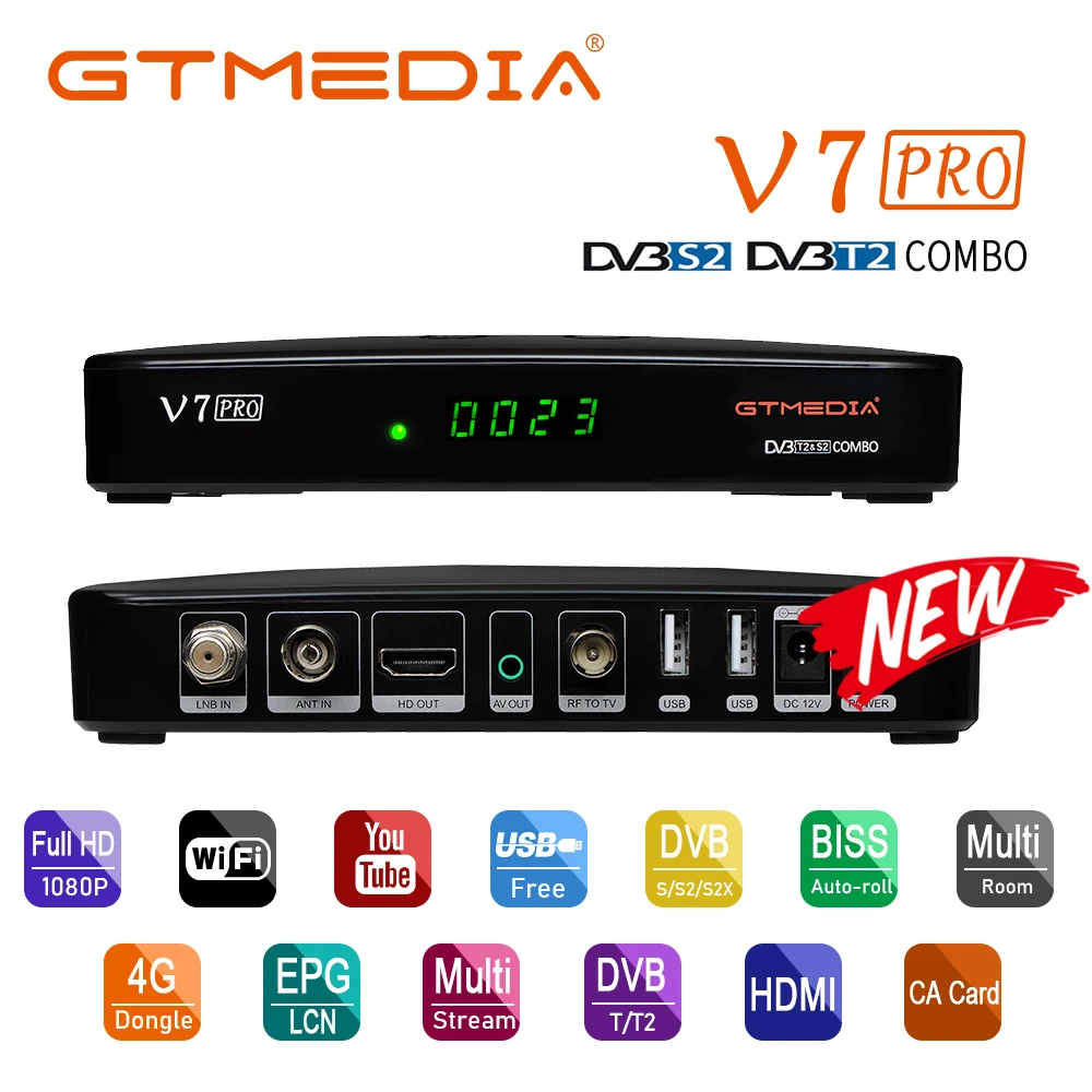 Спутниковый ТВ ресивер GTMEDIA V7 Pro 1080P Full HD DVB T2 S2 с USB WiFi FTA H.265 CCAM CA слот для карт склад
