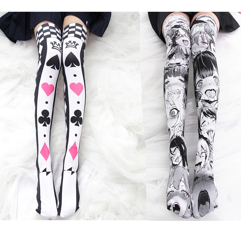 

Футболка выше колена с цифровым аниме принтом, соблазнительный костюм в японском стиле для косплея, красные носки