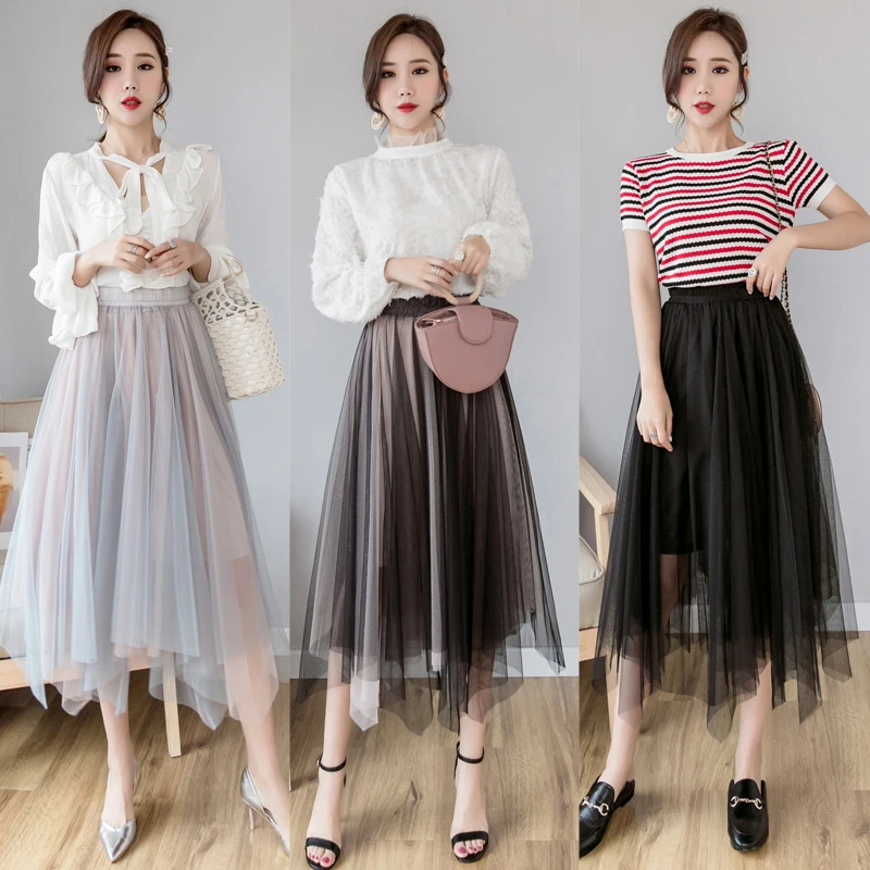 Женская юбка с высокой талией плиссированная элегантной строчкой весна-лето -