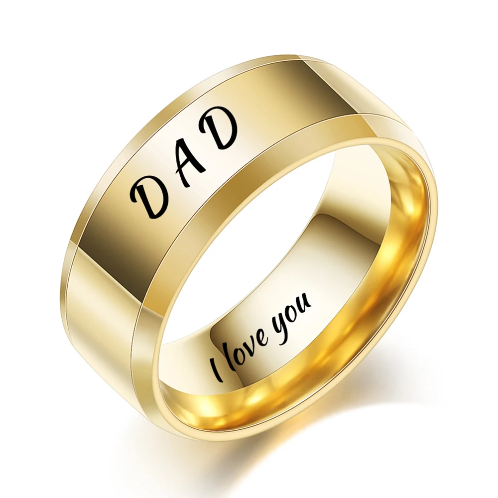 Gold DAD Семья для папы и сына, одежда для мамы и дочки с гравировкой выразить свою любовь память подарок кольцо Высокое качество Нержавеющая сталь ювелирные изделия Для женщин и мужчин кольца - Цвет основного камня: Gold DAD