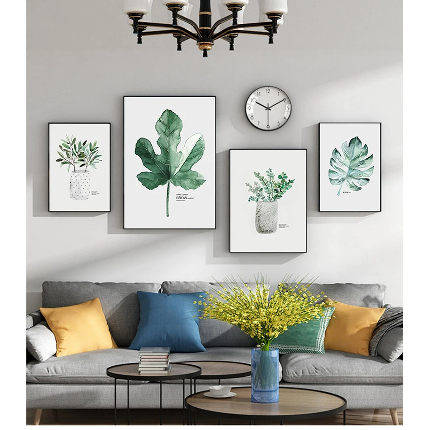 

Art Painting Decoration Pictures Minimalist Home Decor Watercolor Plants Leaf Canvas Poster Nordic Style Print Scandinavian Wall